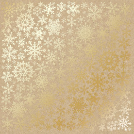 Лист бумаги с фольгированием Golden Snowflakes Kraft, Фабрика Декора