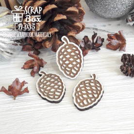 Деревянная фишка 3 еловые шишки Fl-035, Scrapbox