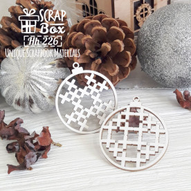 Чипборд две елочные игрушки рисунок Крестики Hh-226  40 x 46 мм , Scrapbox