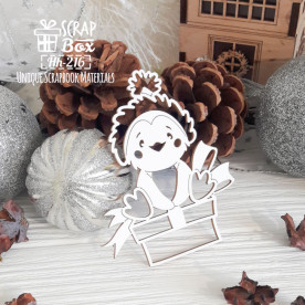 Чипборд пингвиненок на подарке Hh-216 , Scrapbox