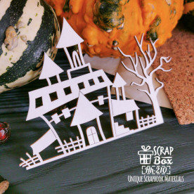 Чипборд дом с деревом Hh-210 100 x 72 мм, Scrapbox