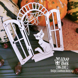 Чипборд кошка на окошке Hh-200 95 x 100 мм , Scrapbox