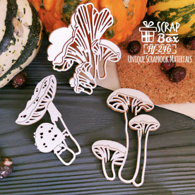 Чипборд набор грибов 3 шт Hf-246 70 x 53 мм, Scrapbox