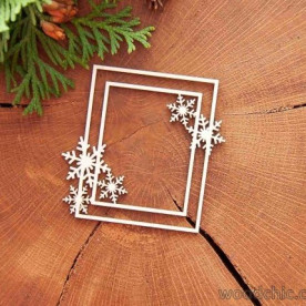 Чіпборд Рамка подвійна з сніжинками, Woodchic