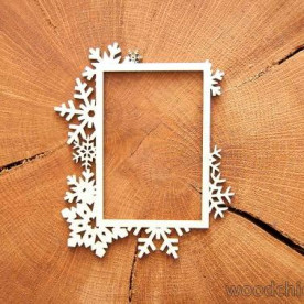 Чіпборд Рамка прямокутна з сніжинками, Woodchic