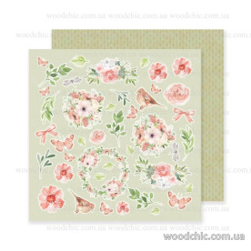 Двустороняя скрапбумага Яблуневий цвіт- 7, 30,5х30,5см, WOODchic