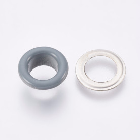 Набор люверсов серый, 9.5x4.5 мм, внутренний диаметр 5 мм, 10 шт.