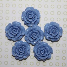 Кабошон Роза синего цвета, диаметр 20 мм, толщина 9 мм
