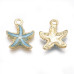 Подвеска с эмалью, Морская звезда, светлое золото с голубым, 1 шт, 17,5x14,5x2,5 мм