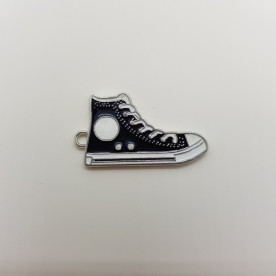 Підвіска з емаллю Кросівок, двосторонній, чорний, 17x30x2 мм