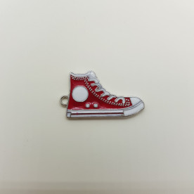 Підвіска з емаллю Кросівок, двосторонній, червоний, 17x30x2 мм