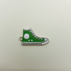Подвеска с эмалью Кроссовок, двусторонний, зеленый, 17x30x2 мм
