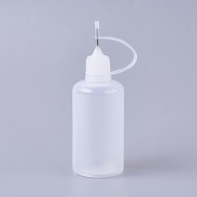 Пластиковая бутылочка с металлическим наконечником, прозрачная, 50 мл, 10.2х3.4 см