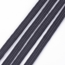 Плоский эластичный шнур, черный, 10 мм, 90 см