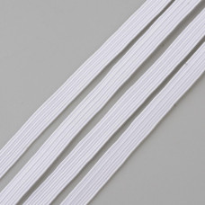 Плоский еластичний шнур, білий, 10 мм, 90 см