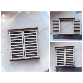 Вікно з віконницями дерев'яне, 7х7.5 см, Woodchic