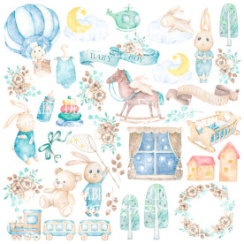 Лист с картинками для вырезания Dreamy baby boy, Фабрика декору