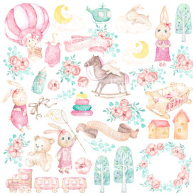 Лист с картинками для вырезания Dreamy baby girl 30х30 см, Фабрика Декору