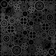 Аркуш паперу з фольгуванням Silver Gears Black, Фабрика Декору
