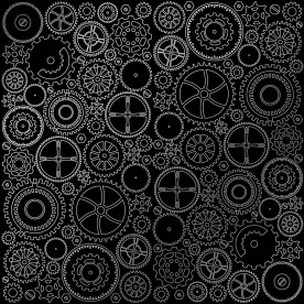 Лист бумаги с фольгированием Silver Gears Black, Фабрика Декору