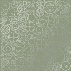Аркуш паперу з фольгуванням Silver Gears Olive, Фабрика Декору