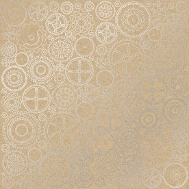 Лист бумаги с фольгированием Silver Gears Kraft, Фабрика Декору