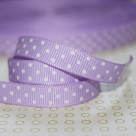 Репсовая лента в горошек сиреневая, ширина 10 мм, длина 90 см.