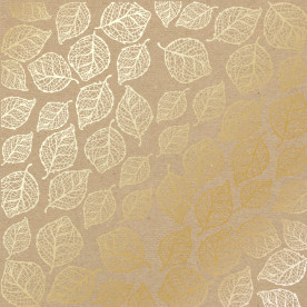 Лист бумаги с фольгированием Golden Delicate Leaves Kraft, Фабрика Декору