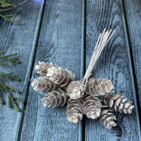 Шишка декоративна, пластикова, на стеблі, 2-2.5 см, 10 шт