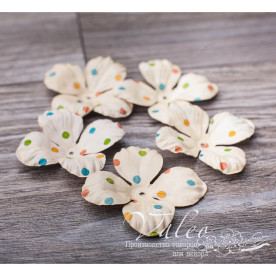Декоративные бумажные Гортензия 35*35мм 5шт цвет молочный с горохом 2989, Valeo