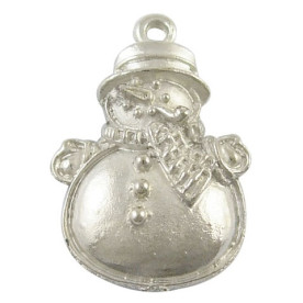Різдвяна підвіска "Сніговик" срібного кольору 17,5 мм x 25,5 мм