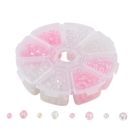 Набір намистин В рожевому кольорі, різна форма, 4-6 мм, розмір упаковки 13 см