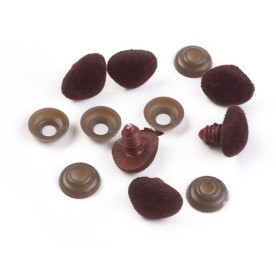 Носик для іграшок і ляльок, волохатий, коричневий, 14x18x17 мм