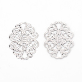 Декор-филигрань Овал, цвет платина, 31х20 мм