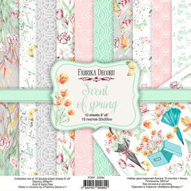 Набір Скрап паперу Scent of spring 20x20 см 10 аркушів, Фабрика Декору