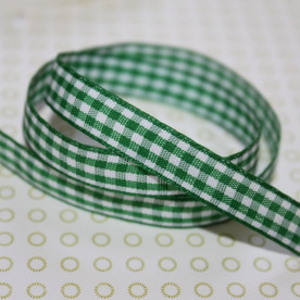 Стрічка з візерунком у клітинку зелена, ширина 10 мм, довжина 90 см.
