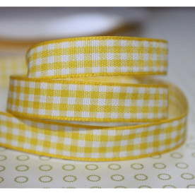 Лента с узором в клеточку желтая, ширина 10 мм, длина 90 см.
