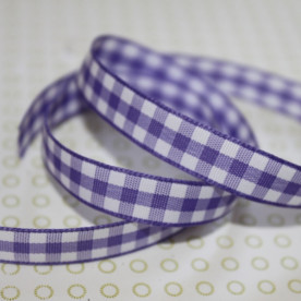 Стрічка з візерунком у клітинку фіолетова, ширина 10 мм, довжина 90 см.