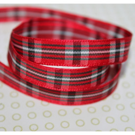 Стрічка з візерунком у клітинку червона, ширина 10 мм, довжина 90 см.