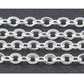 Металевий ланцюжок срібного кольору, розміри ланки 2,5х2,0 мм, довжина - 1 м