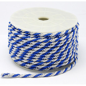 Крученый шнур сине-белого цвета с бусинами, диаметр 3 мм, длина 90 см