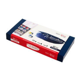 Набор акварельных красок, Классика, в металлическом пенале, 21 цвета, кювета, Rosa Gallery