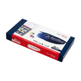 Набор акварельных красок, Классика, в металлическом пенале, 28 цветов, кювета, Rosa Gallery