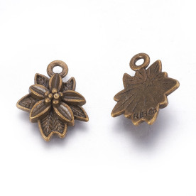Підвіска Різдвяна пуансетія, антична бронза, 18,5x15x4мм