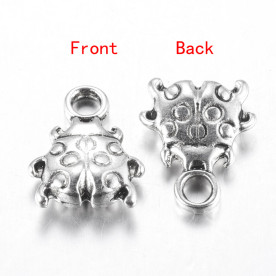 Подвеска Божья коровка, античное серебро, 17x13x4мм