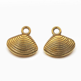Подвеска Ракушка, античное золото, 12мм длиной, 17мм шириной