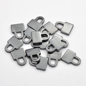 Подвеска Замочек, черный, искусственный гематит, 24x18,5x4мм