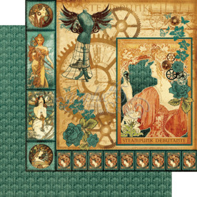 Лист двосторонньої Скраппапір 30х30 см Steampunk Debutante від Graphic 45