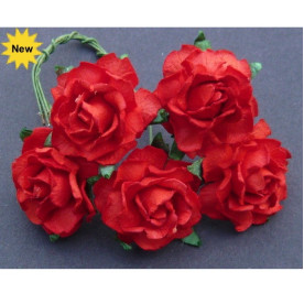 Набор 5 открытых красных роз, 25 мм.