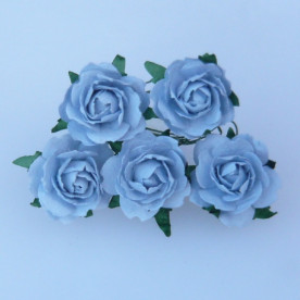 Набор 5 открытых голубых роз, 25 мм